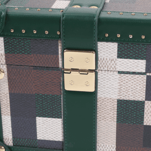 Mini Lime Green Chessboard PU Leather Trunk