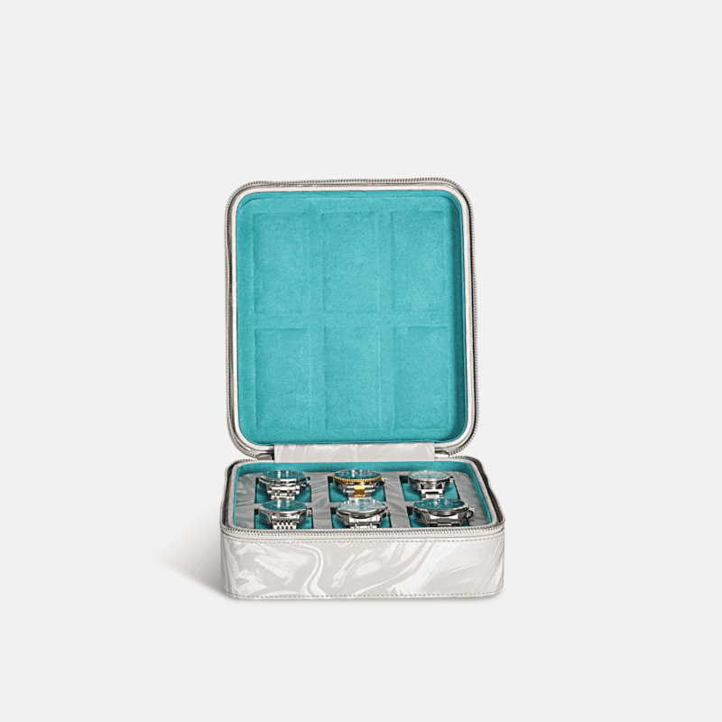 Travel Pattern Leather Zip Watch Case