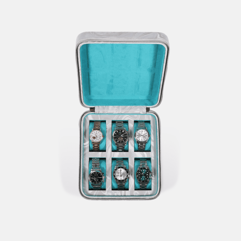 Travel Pattern Leather Zip Watch Case