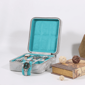 Travel Pattern Leather Zip Watch Case