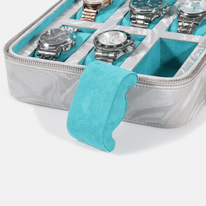 Travel Pattern Leather Zip Watch Case