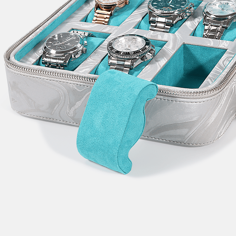 Travel Pattern Leather Zip Watch Case