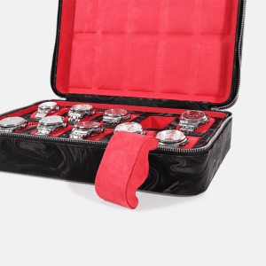 Travel Pattern Leather Zip Watch Case