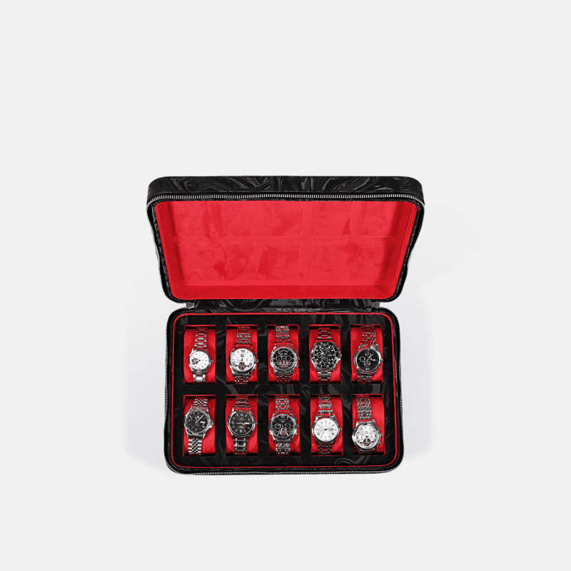 Travel Pattern Leather Zip Watch Case