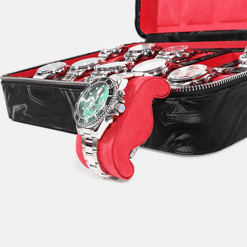 Travel Pattern Leather Zip Watch Case