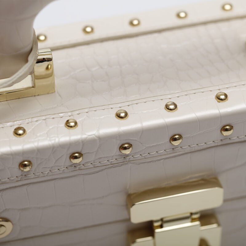 Mini White Handbag Hard Square Jewelry Box