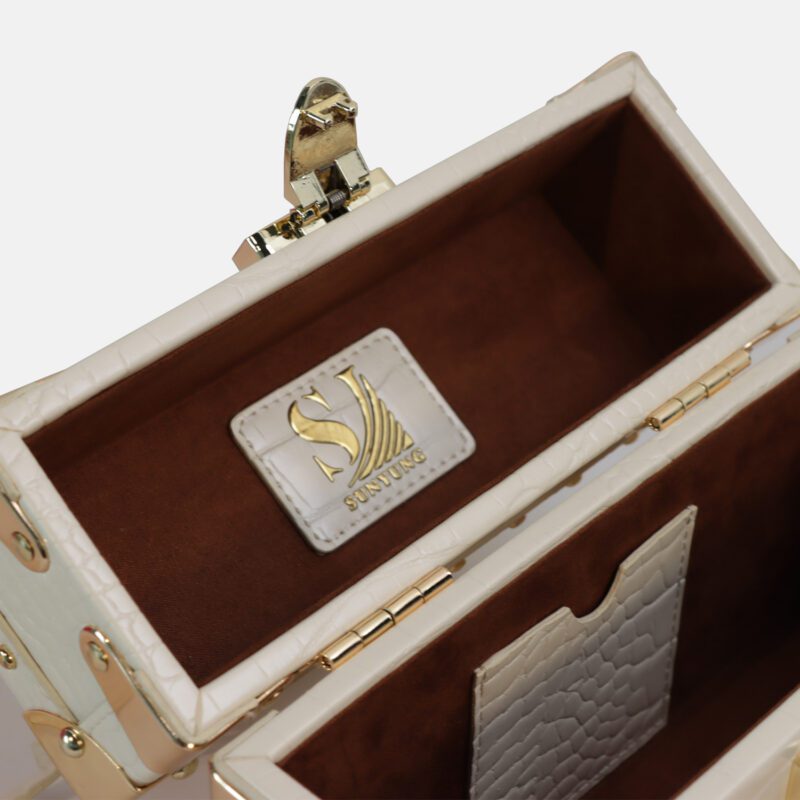 Mini White Handbag Hard Square Jewelry Box
