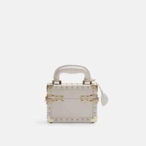 Mini White Handbag Hard Square Jewelry Box