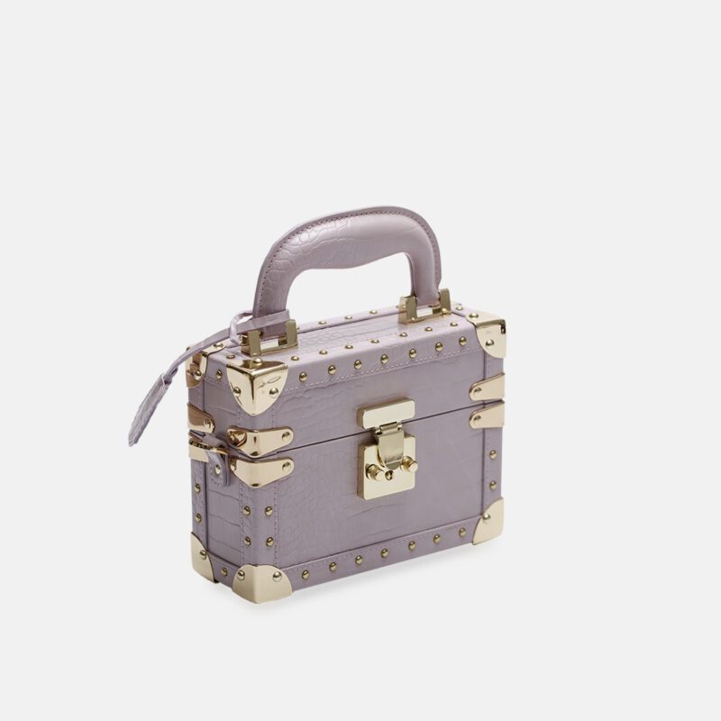 Mini Purple Handbag Hard Square Jewelry Box