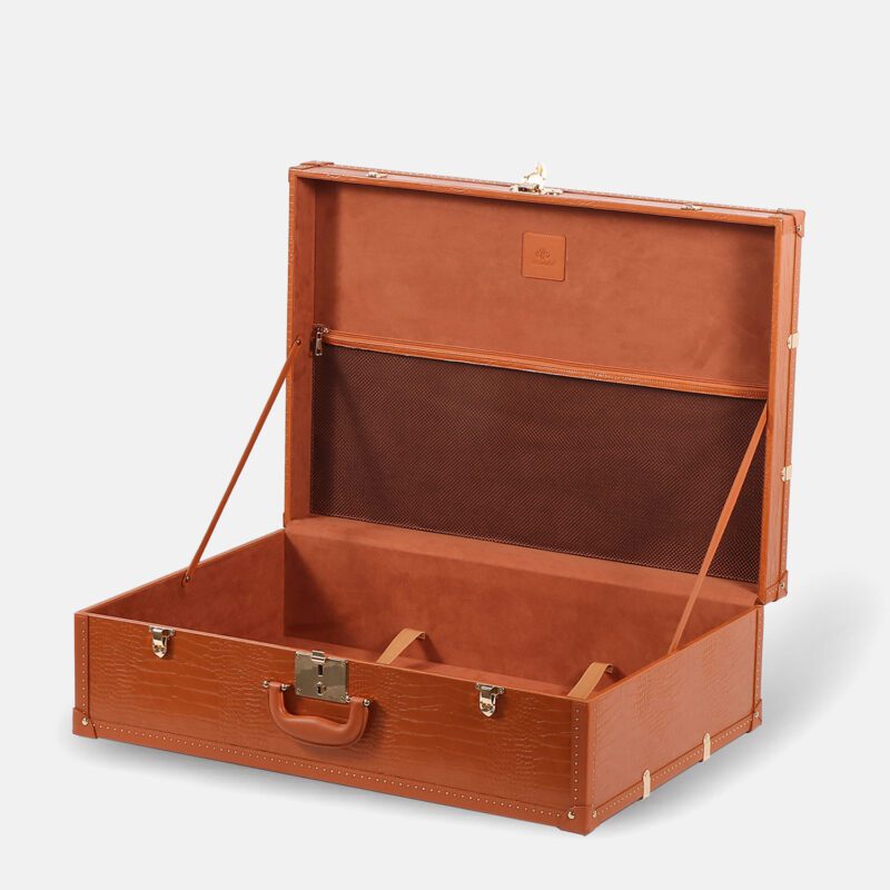 Orange Crocodile Print PU Leather Trunks for Modern Homes