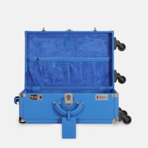 360° Spinner Blue Leather Travel Trunk