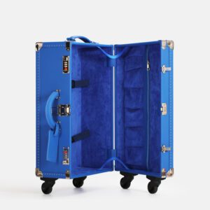 360° Spinner Blue Leather Travel Trunk
