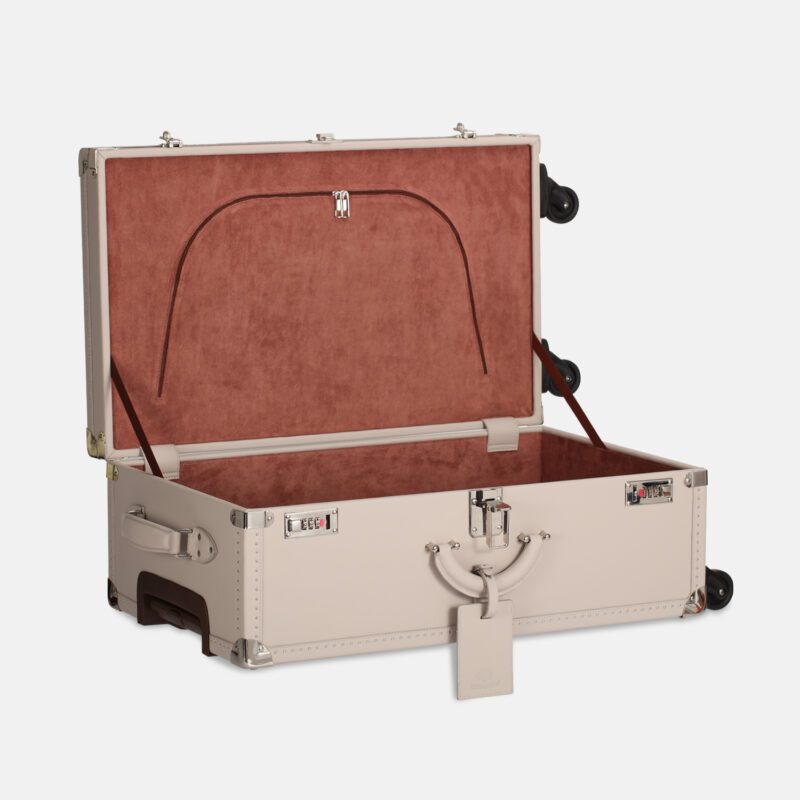 360° Spinner Grey Leather Travel Trunk