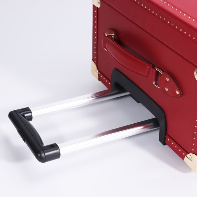 360° Spinner Red Leather Travel Trunk