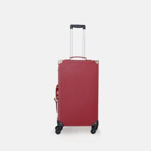 360° Spinner Red Leather Travel Trunk