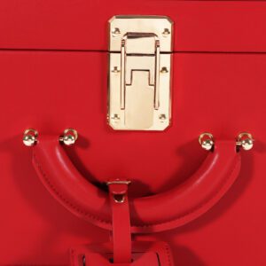 360° Spinner Red Leather Travel Trunk