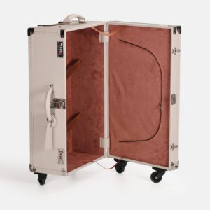 360° Spinner Grey Leather Travel Trunk