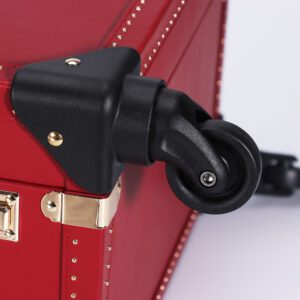 360° Spinner Red Leather Travel Trunk