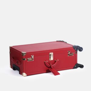 360° Spinner Red Leather Travel Trunk