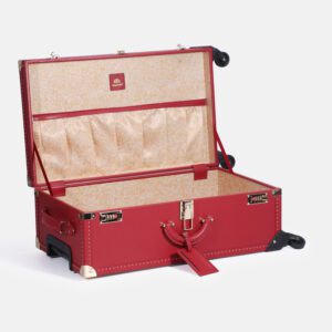 360° Spinner Red Leather Travel Trunk