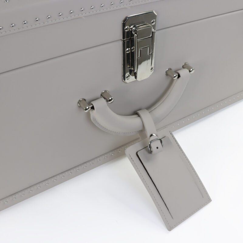 360° Spinner Grey Leather Travel Trunk