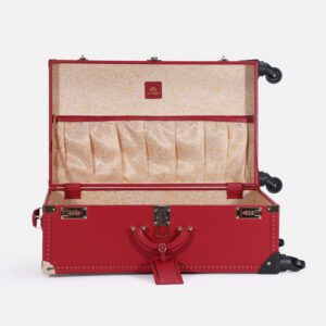 360° Spinner Red Leather Travel Trunk