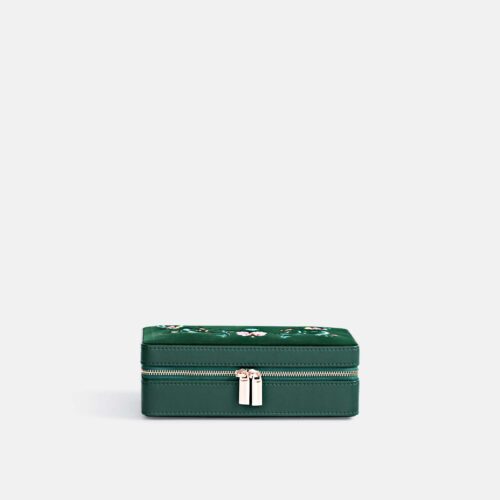 Green Floral Zipper Jewelry Box