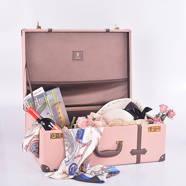 Pink PU Leather Decorative Storage Trunks