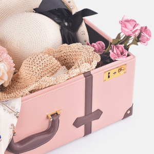 Pink PU Leather Decorative Storage Trunks