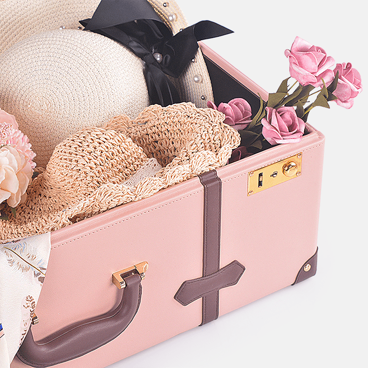 Pink PU Leather Decorative Storage Trunks