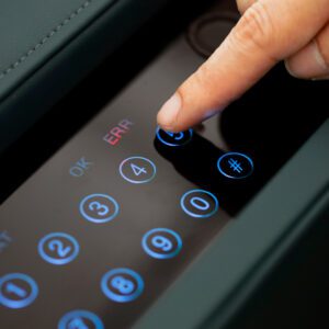 Blue Safe Case in Cabinet