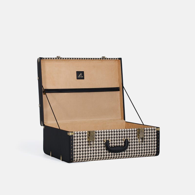 Large Black Houndstooth Trunk