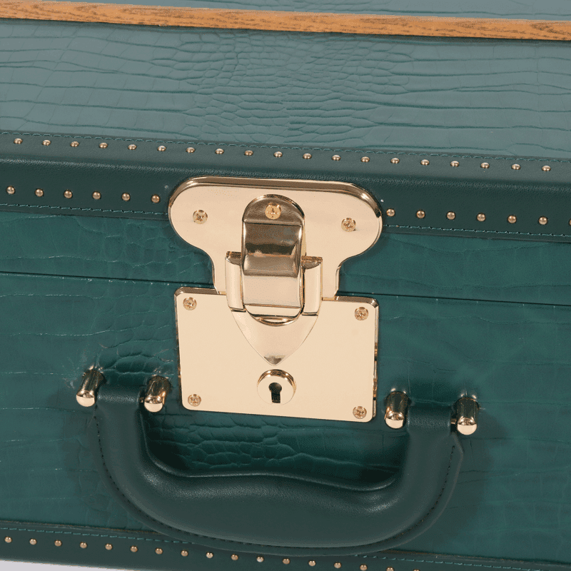 Green Crocodile Print PU Leather Decorative Storage Trunks