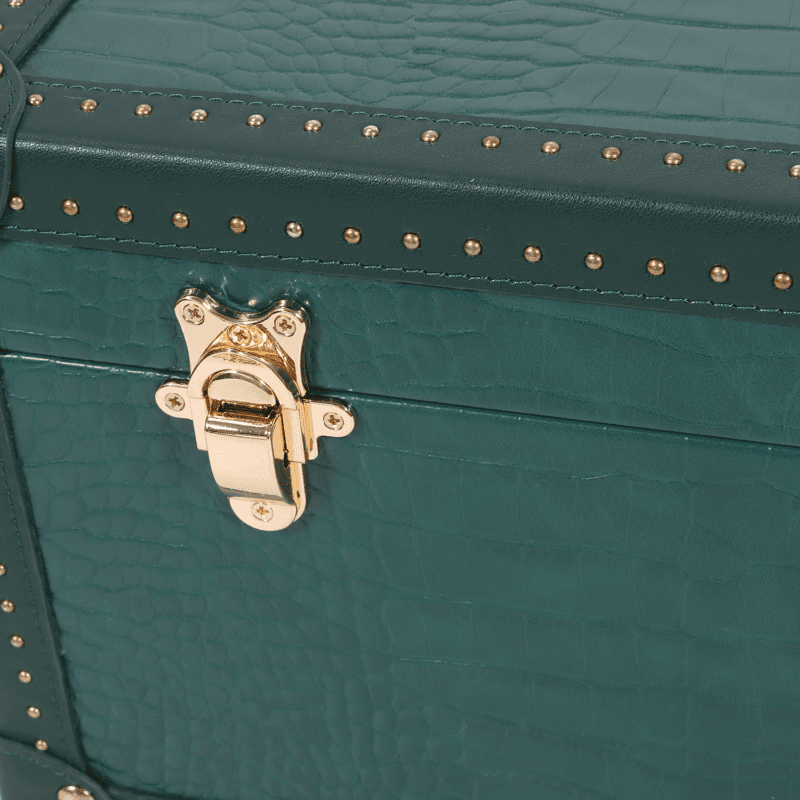 Green Crocodile Print PU Leather Decorative Storage Trunks