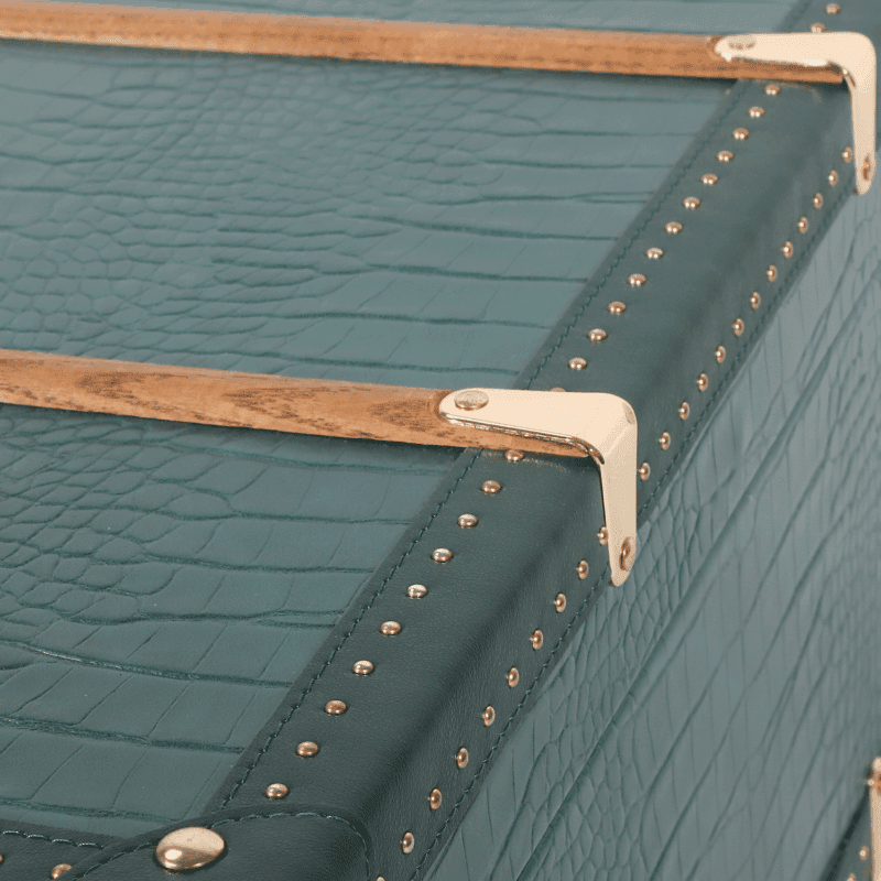 Green Crocodile Print PU Leather Decorative Storage Trunks