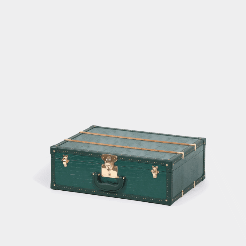 Green Crocodile Print PU Leather Decorative Storage Trunks