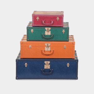 Red Crocodile Print PU Leather Vintage Leather Trunks