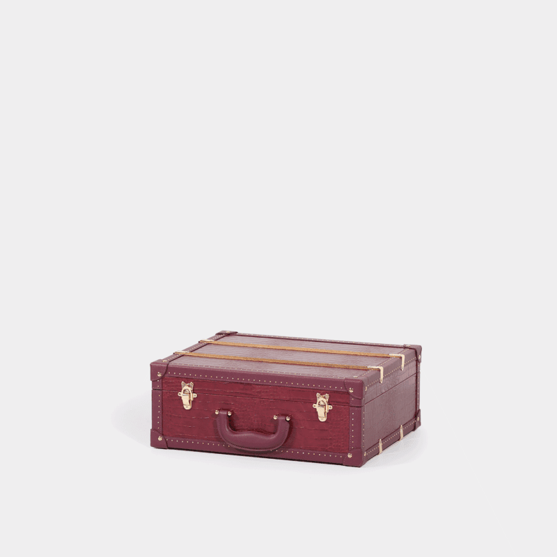 Red Crocodile Print PU Leather Vintage Leather Trunks