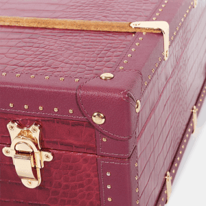 Red Crocodile Print PU Leather Vintage Leather Trunks