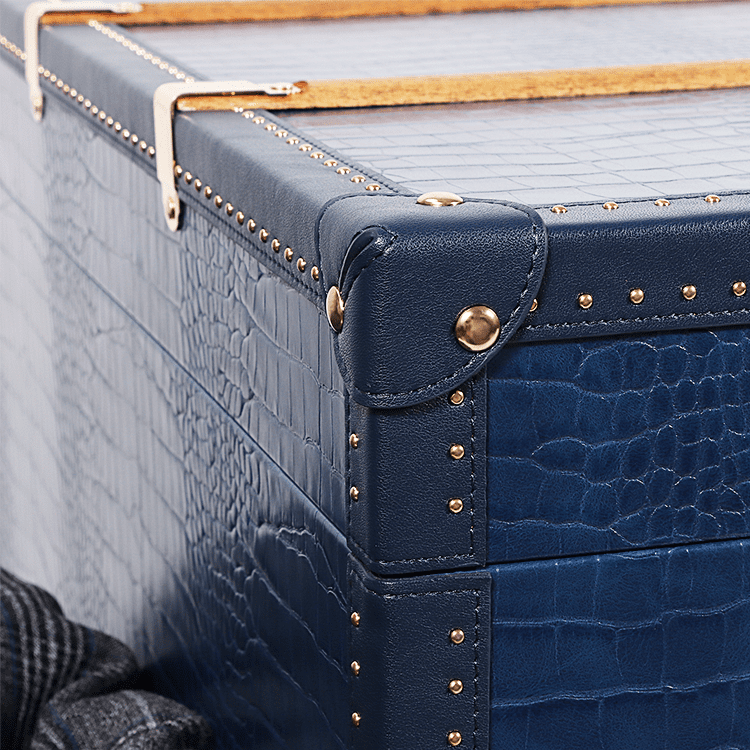 Retro Blue Leather Storage Trunks