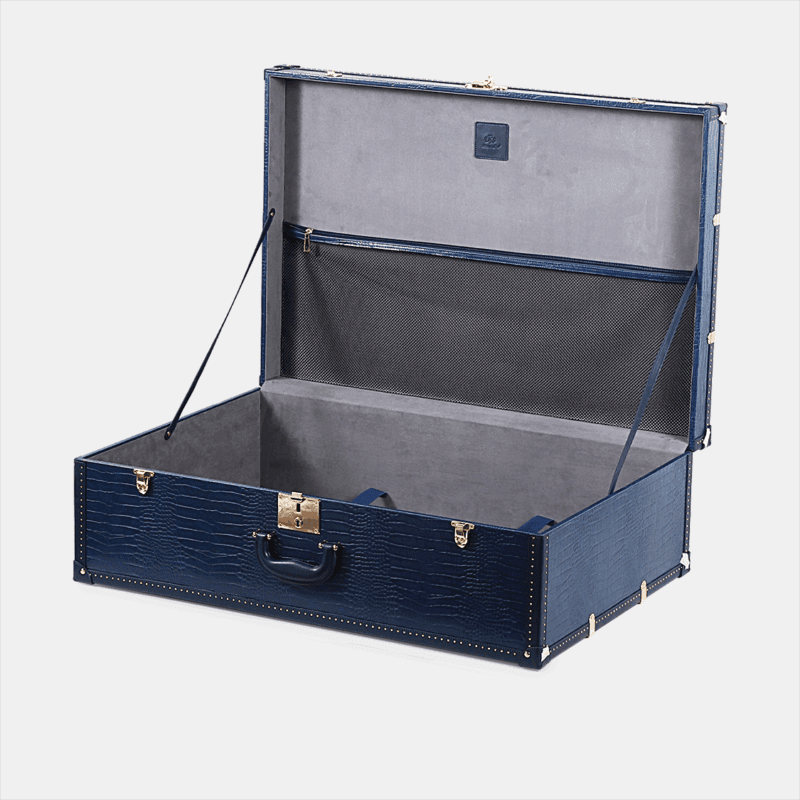 Retro Blue Leather Storage Trunks