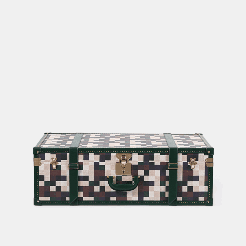 Extra large Lime Green Chessboard PU Leather Trunk