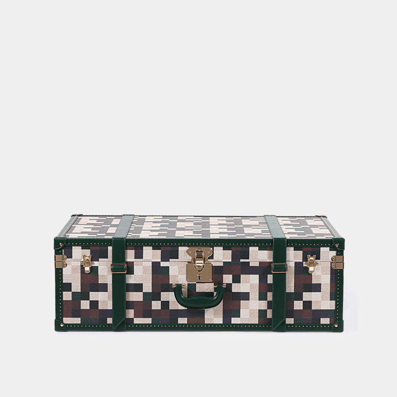 Extra large Lime Green Chessboard PU Leather Trunk