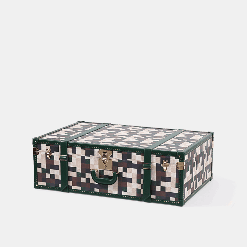 Extra large Lime Green Chessboard PU Leather Trunk