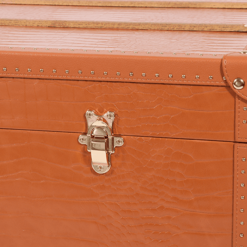 Orange Crocodile Print PU Leather Trunks for Modern Homes