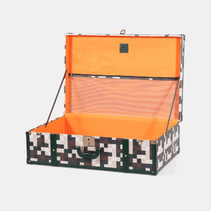 Extra large Lime Green Chessboard PU Leather Trunk