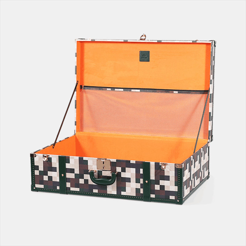 Extra large Lime Green Chessboard PU Leather Trunk