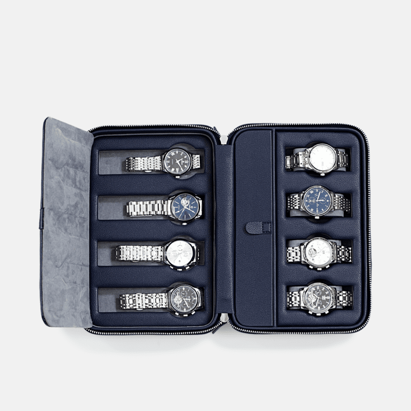 8 Piece Travel Zip Watch Case
