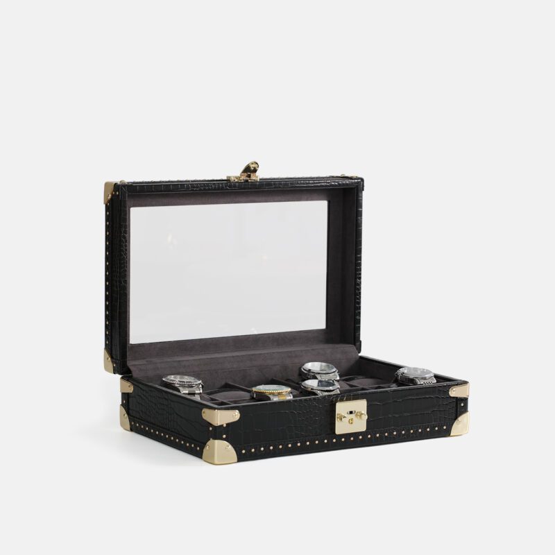 10 peiece Watch Box Crocodile Leather Case with Window
