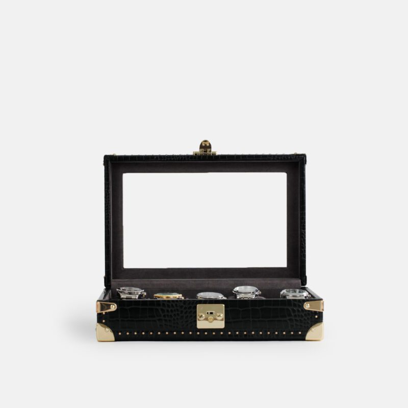 10 peiece Watch Box Crocodile Leather Case with Window